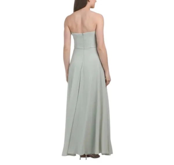 NWT XL Oleg Cassini Sage Blossom Gown Women’s Strapless Embroidered Bodice Maxi Dress - Image 2