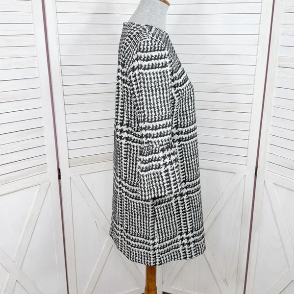Zara Houndstooth Check Bell Cuff Shift Mini Dress Black Cream Medium‎ - Image 6