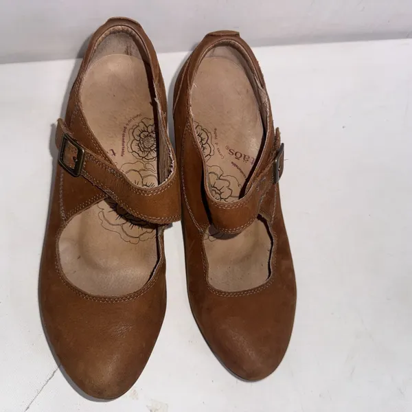 Taos‎ Stunner Brown Rustic Leather Mary Jane Clog Heel Bootie Pumps Shoes Size 7 - Image 11