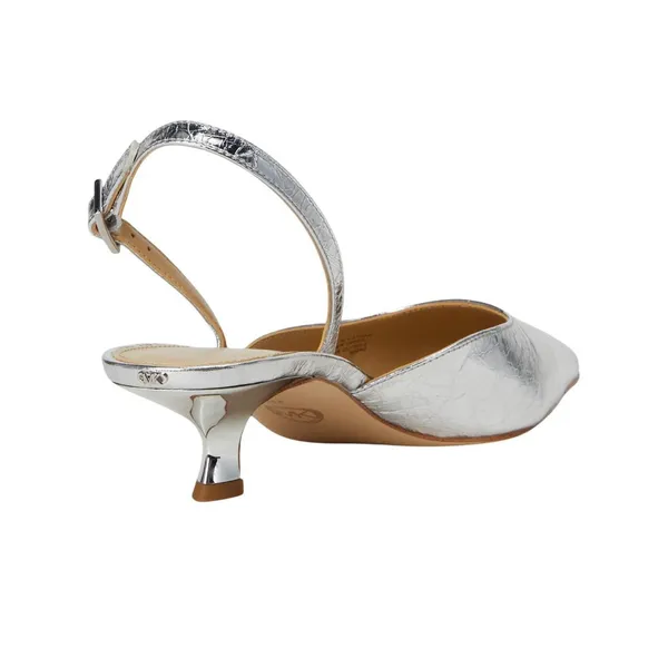 Michael Michael Kors Womens Shiny Luna Kitten Sling Pumps Silver Gray 6.5M - Image 11