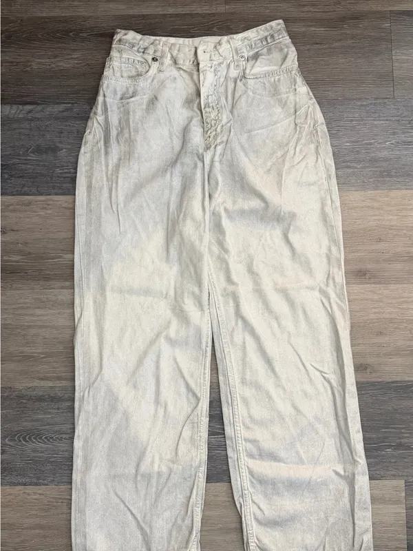Zara TRF Metallic Silver Painted High Rise Wide Leg Women’s Jeans - Image 4