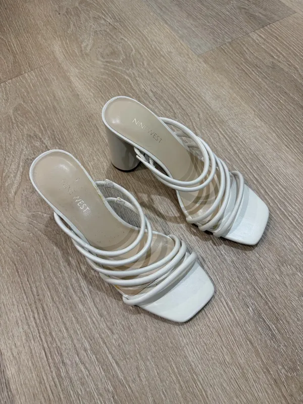 Nine West Women’s Girlie Square Toe Strappy Dress Sandals – White, Size 8 - Image 2