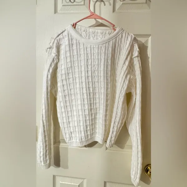 L.L. Bean Women's Cream Cable Knit Sweater - Image 3