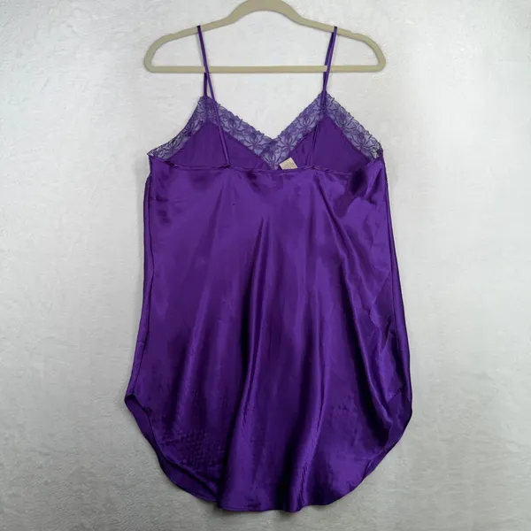 Victoria's Secret Large Slip Dress Purple Satin Lace Vintage Gold Label Nightie - Image 5