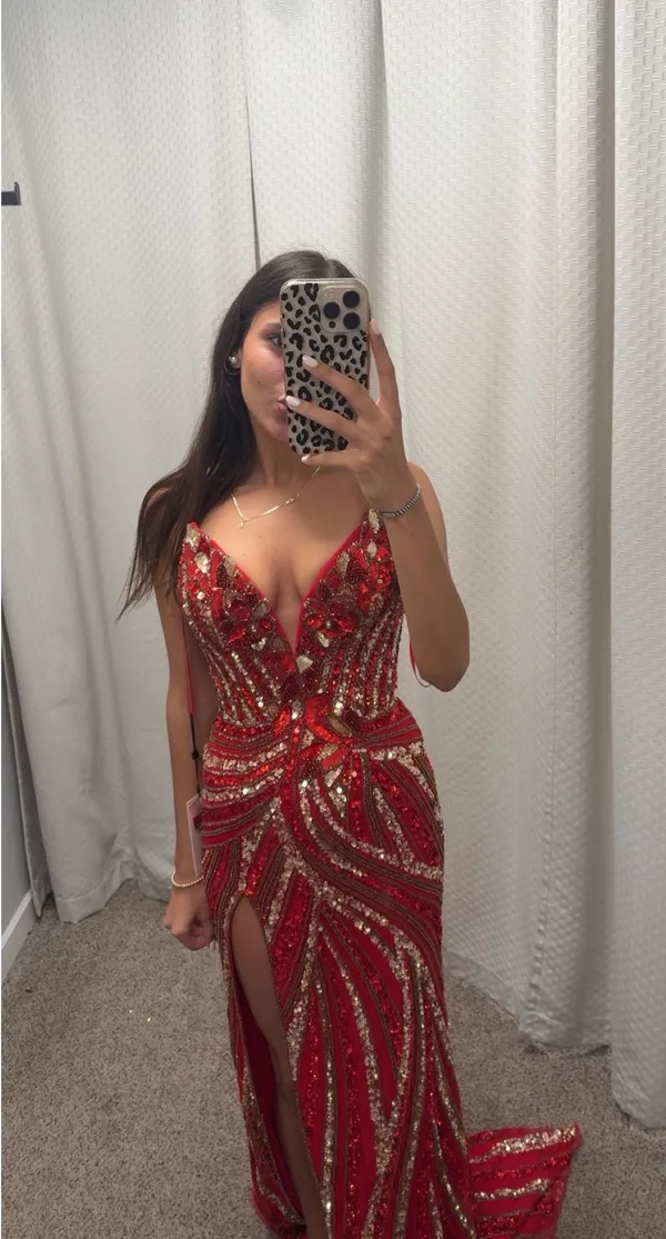 Ashley Lauren Red Prom Dress - Image 2