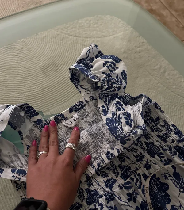 THML Blue and White Smocked Sundress - Image 4