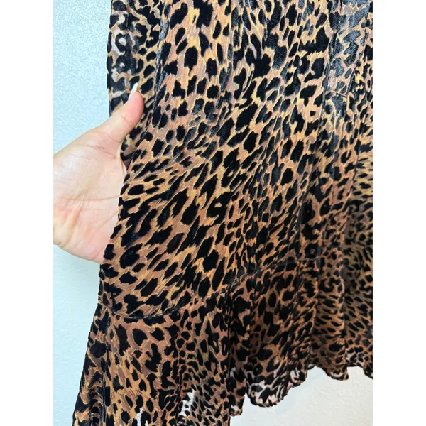 Tuckernuck Leopard Print Burnout Ruffle‎ Hem Shirt Dress XS Brown - Image 15
