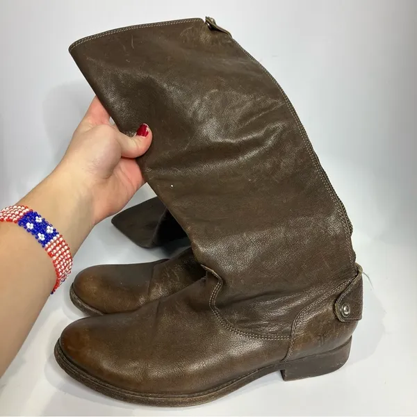 Frye Melissa button back knee high boots brown leather size 8‎ - Image 3