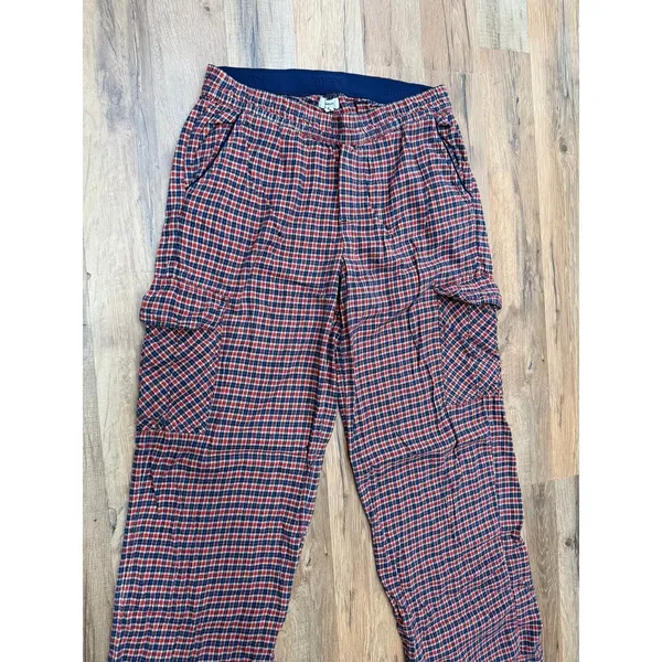 Aerie Plaid Pajama Pants Women's Small Red Navy Cotton Viscose Lounge Sleepwear - Image 3