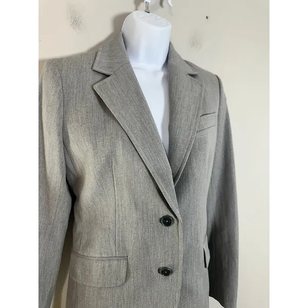 Anne Klein Heather Gray Two Button Blazer and Straight Leg Pants Suit Set Size 2 - Image 4