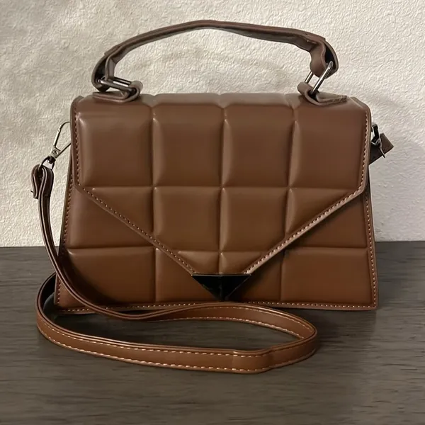 Fashion Rhombus brown‎ quilted crossbody shoulder bag - Image 10