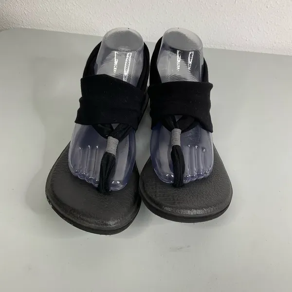 Sanuk Black Fabric Thong‎ Sandals Size 9 - Image 2