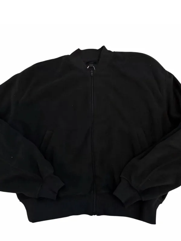 SKIMS Fleece Bomber Jacket in Black Onyx Size Large - Image 2
