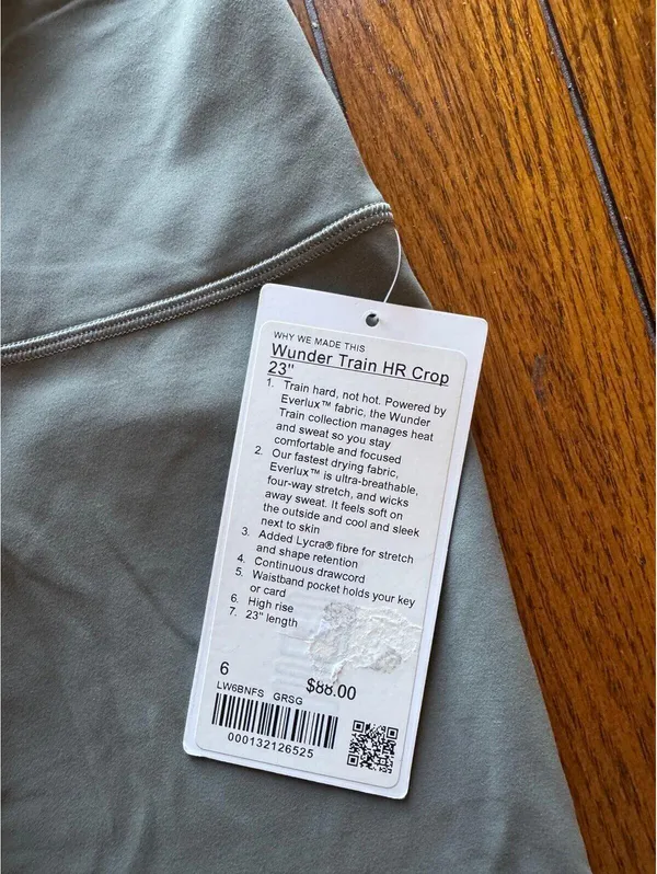 Lululemon Wunder Train High Rise 23” Grey Sage Size 6 NWT - Image 5