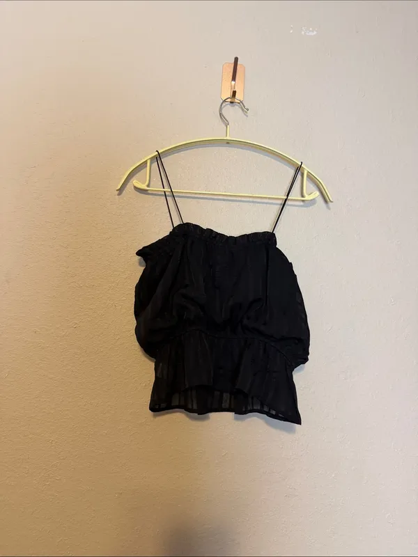 Lulu’s Ruffle Black Peplum Sleeveless Spaghetti Straps Tank Top Size Small NWT‎ - Image 6