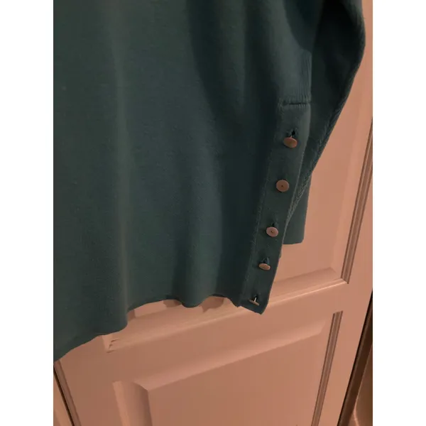 Mark Fore & Strike Women's XL Turquoise V Neck Knit‎ Sweater w/ Button Detail - Image 2