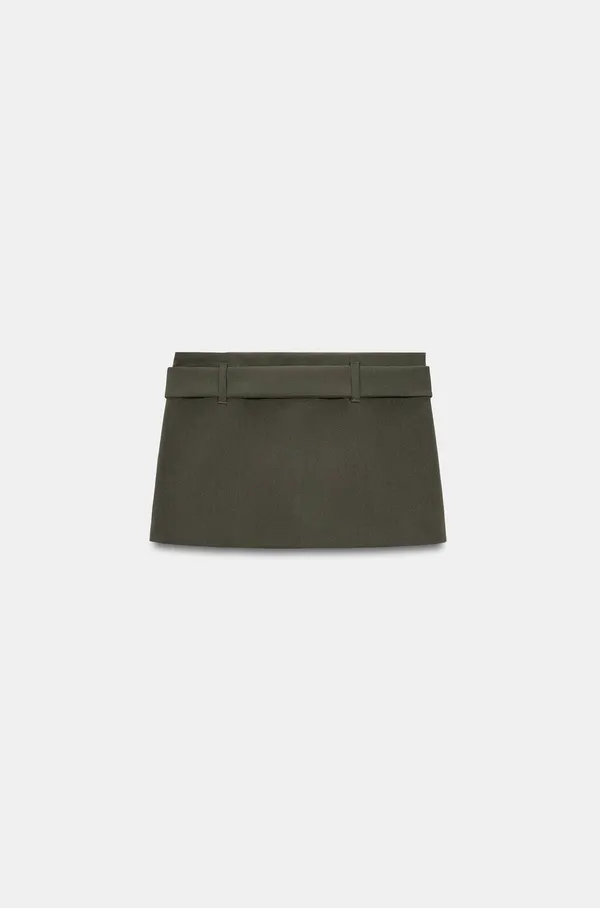 BNWT Zara Dark Khaki Belted Skirt - Image 2