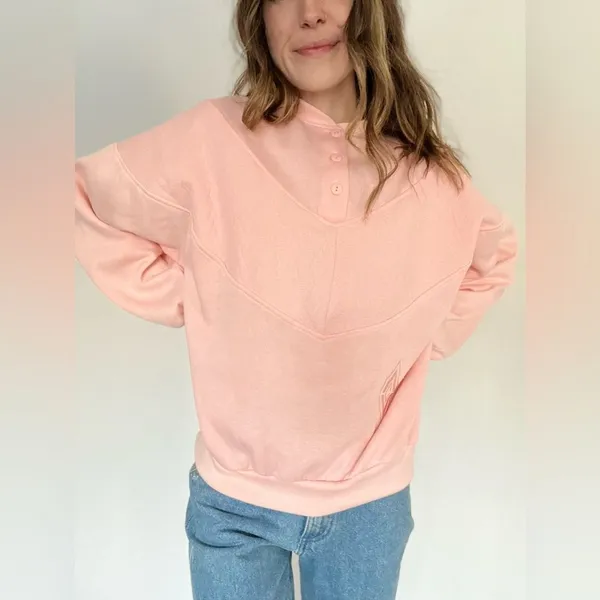 90s Vintage Choices From Gitano Pink Embroidered Crewneck Button Front Sweater - Image 6