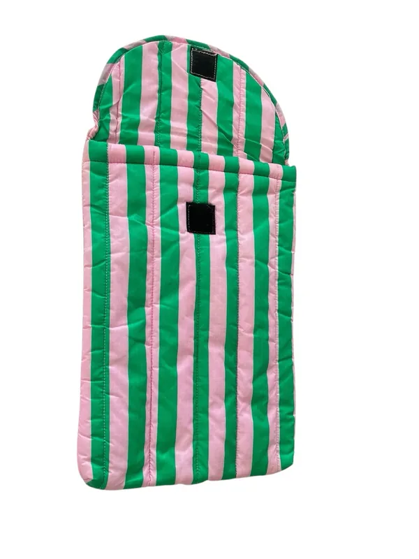 Baggu Puffy Laptop Sleeve Pouch Awning Stripe Pink Green 14” - Image 4