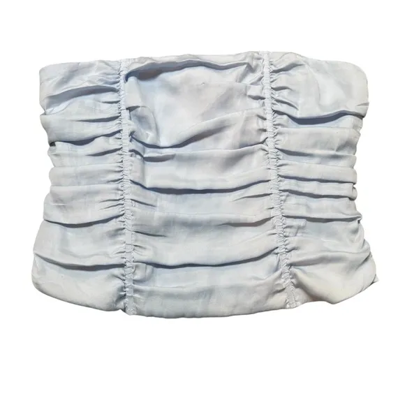 Sky To Moon Size L Ruffled Corset Top Pastel Blue Strapless Preppy‎ European - Image 2