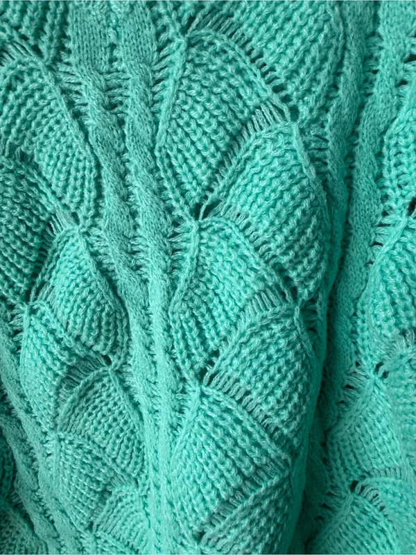 Mint Green Cable Knit V-Neck Sweater Coastal Cottagecore Soft Women’s - Image 2