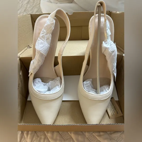 NEW Nude Pointed Toe High Heels Slingback Bowknot Formal Pumps Shoes 9 - Image 4