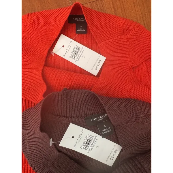 NWT Ann Taylor Ribbed Crewneck Sleeveless Sweaters Size Small (2) Brown Orange - Image 6