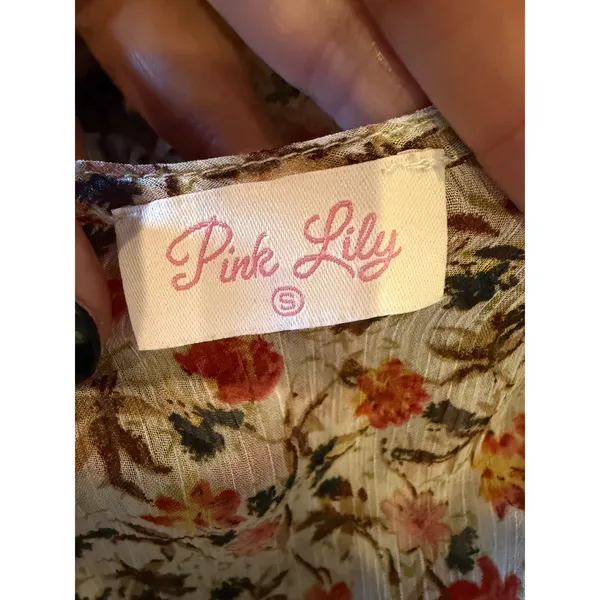 Pink Lily Floral Maxi Duster Women Small Ivory Tassel Boho Resort Cover Up Sheer - Image 12