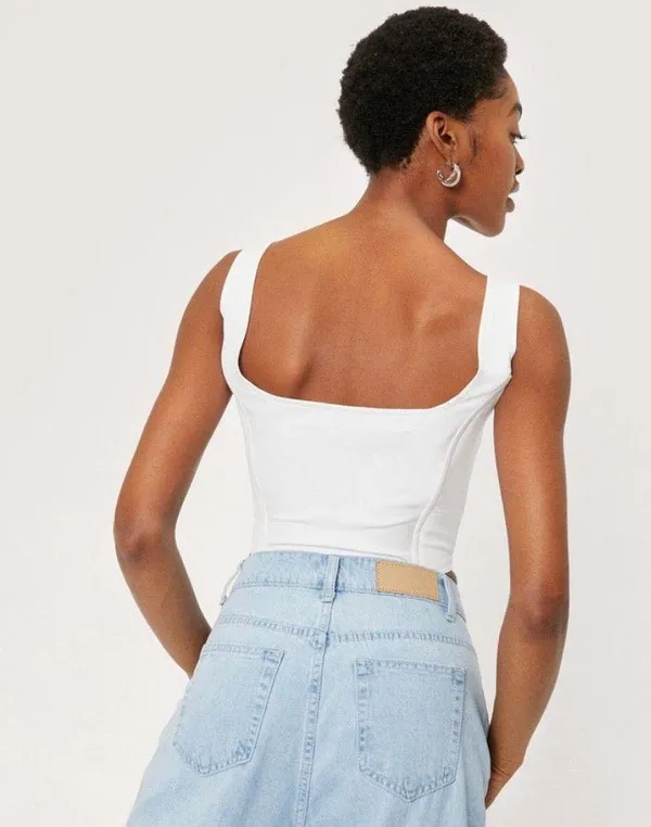 Nasty Gal Square Neck Sleeveless Cropped Corset Top NWT - Image 3