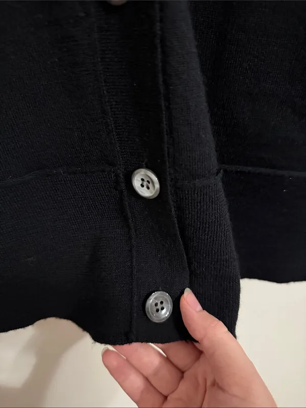 J.Crew V-neck Button-Down Black Merino Wool Longline Cardigan M - Image 6