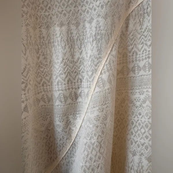 Self Esteem Boho Burnout Lace Top Womens XL Ivory‎ Excellent Geometric V-Neck - Image 3