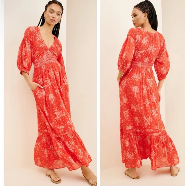 Free People Red Floral Maxi Dress - Image 2