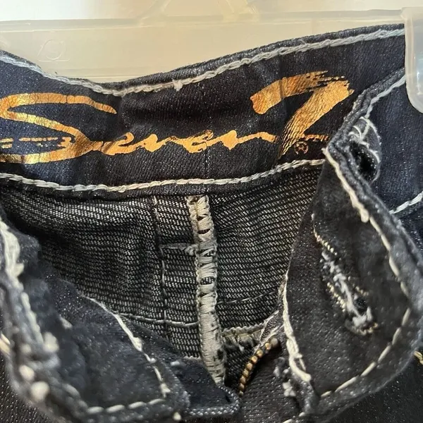 7 For All Mankind Seven 7 Boot Low rise Jeans‎ Women's 28 Y2K Dark Wash Western Embellished Bling - Image 4