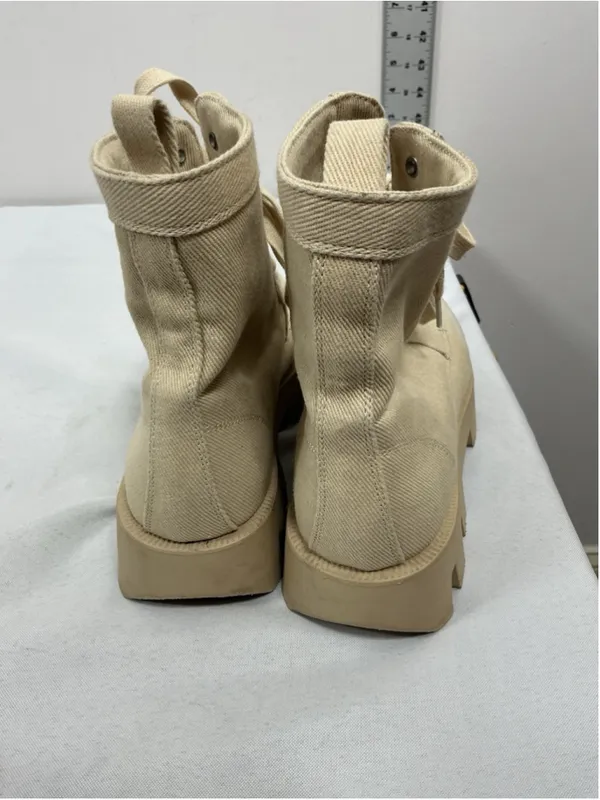 Womans Mix No 6 Jenson Lace Up Platform Ankle Combat Boots 7 M Tan - Image 4