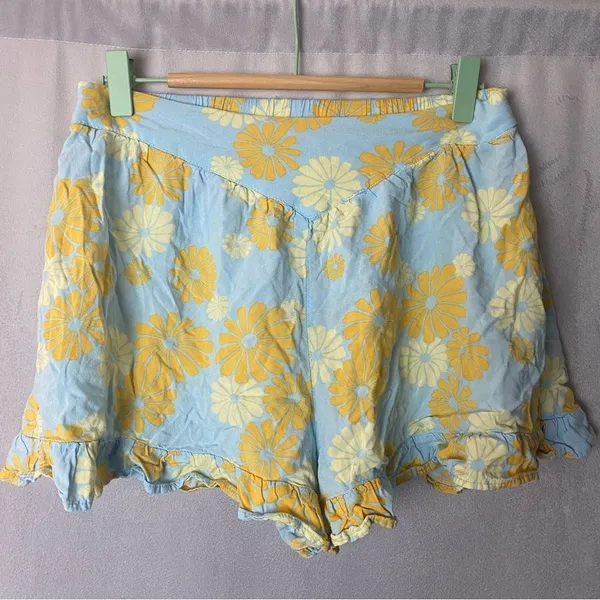 Boho Floral High Waist Ruffle Shorts festival romantic summer M - Image 3