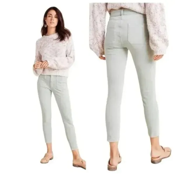 Pilcro and the Letterpress Anthro Mint Green High-Rise Skinny Corduroys Pants - Image 2