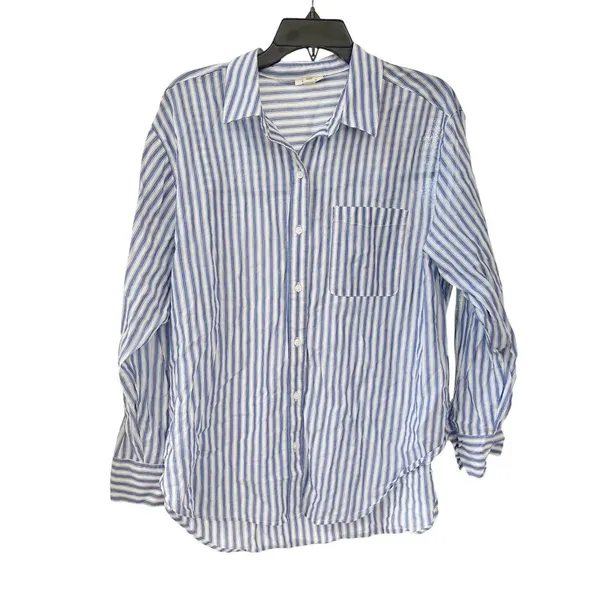 a.n.a Button-Up Blouse Striped Medium Long Sleeve - Image 2