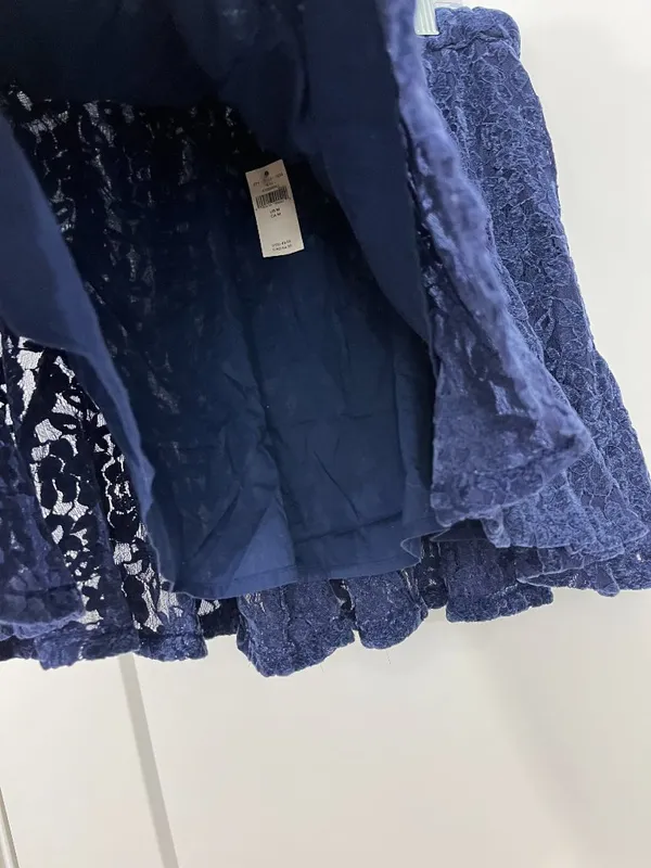 New Aerie Size Medium Velvet Lace Trim Mini Skirt Navy Blue - Image 4