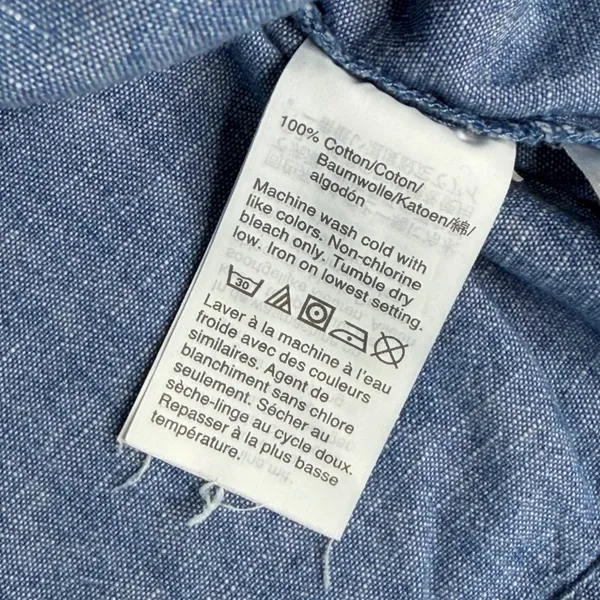 J.Crew Womens Blue Cotton Chambray Square Neck Button Front Flutter Sleeve Top S - Image 3
