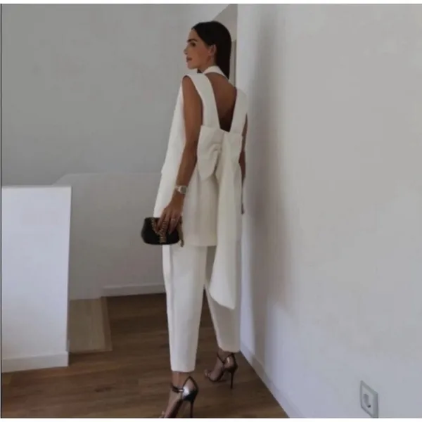 Zara Short waistcoat dress with lapel collar with voluminous back bow NEW - Image 7