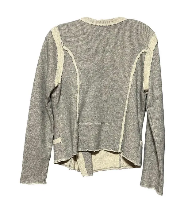 The Great Lucky Brand Lucky Lotus Softest Knit Asymmetric Full Zip Moto Sweater L - Image 4