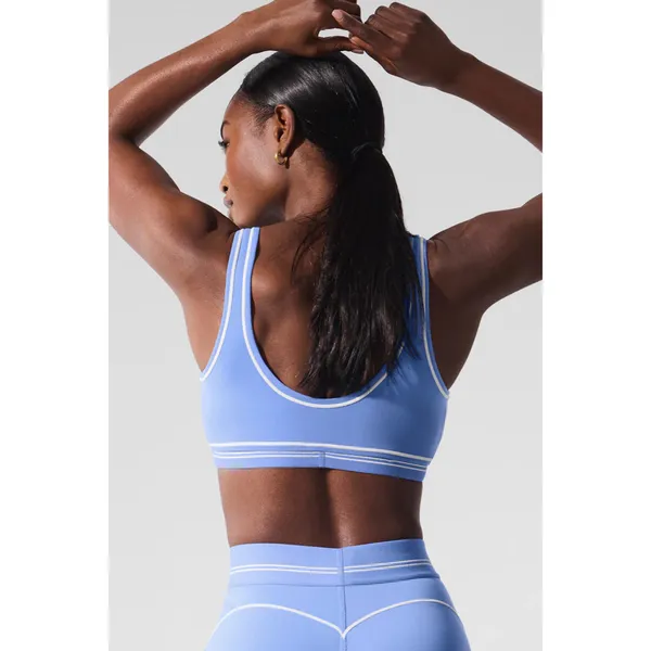 Alo Yoga Airbrush Heart Throb Bra Crystal Clear Blue/White M - Image 3