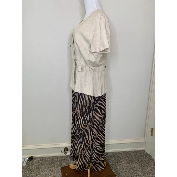 Studio I Mixed Print Safari Style Dress Zebra Print Skirt Sz Medium / Large - Image 4