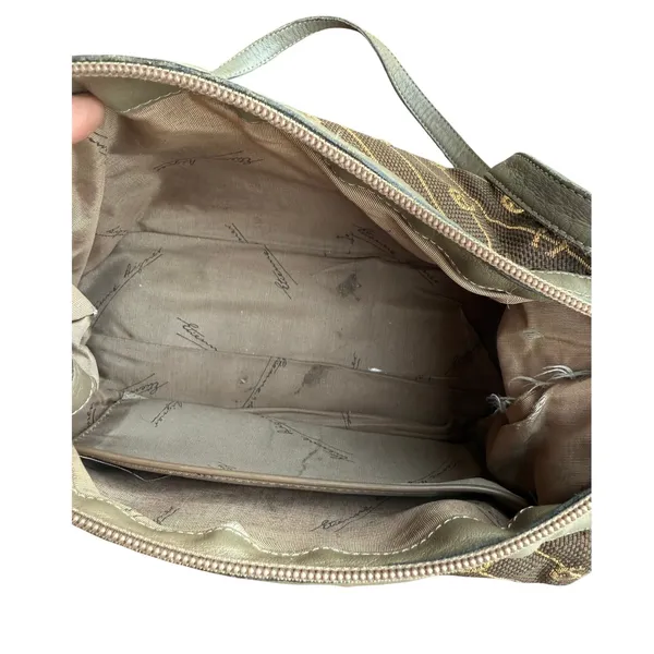 Etienne Aigner Vintage Monogram Logo Shoulder Bag Brown‎ Canvas Leather Trim - Image 12