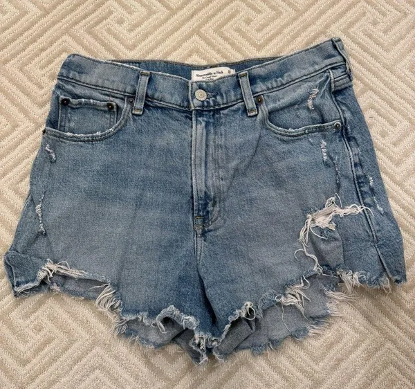 Abercrombie High Rise Distressed Jean Shorts - Image 2