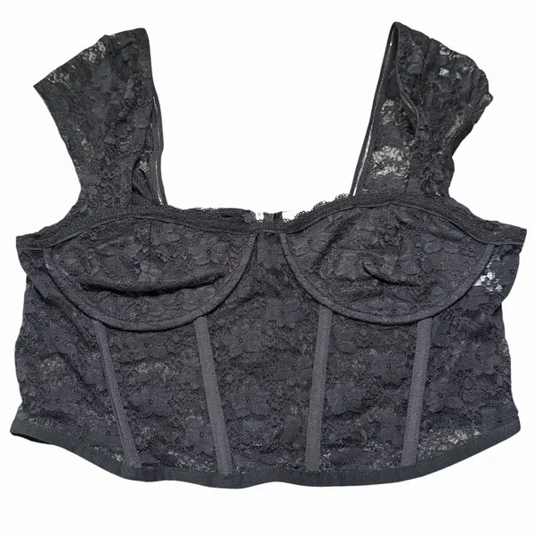 Faded Rose‎ Women's Black Lace Corset Bralette Crop Top Size M - Image 3