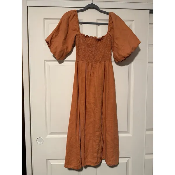 Turquoise Lane The Label Orange Linen Dress ASO Isabelle Mathers Summer Balloon - Image 2