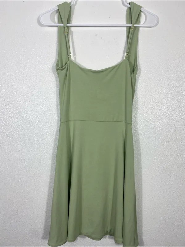 Oh Polly Light Green Square Neck Mini Dress Size Us6 92% Modal 8% Elastane - Image 7