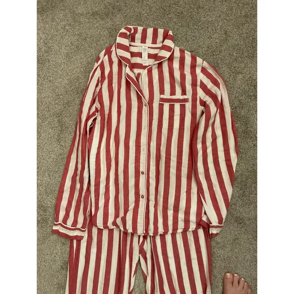 Stars Above Striped Pajama Set Button Front Lounge Sleepwear Women's, sz S - Image 4