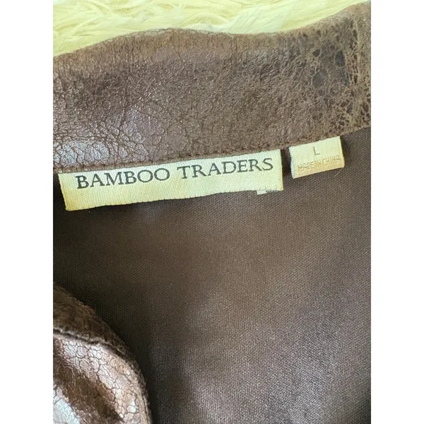 Bamboo‎ Traders Jacket Brown Button Down Shirt Faux Leather Snakeskin Women's - Image 5